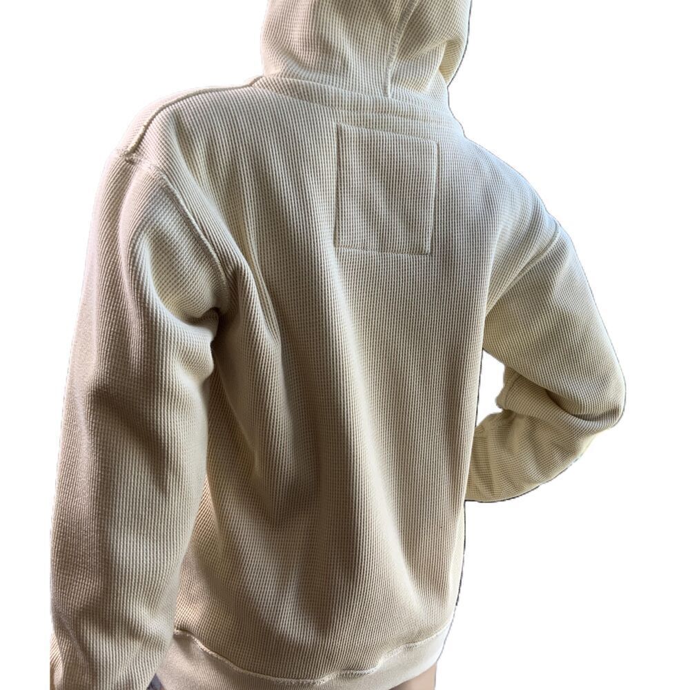 JAmerica Cream ZipUp Drawstring Hood Front Pockets‎ Graphic Print Hoodie Size XS - Picture 12 of 14